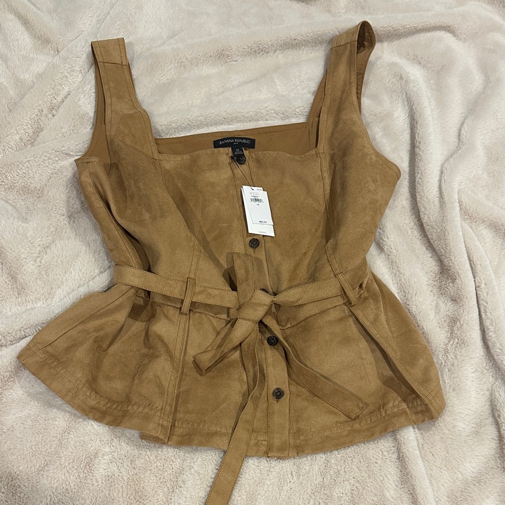 Banana Republic Tan Suede Belted Tank Top